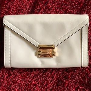 White Leather Michael Kors Clutch